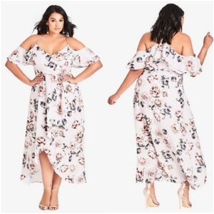 NWT City Chic Champagne Rose Maxi Dress Floral 16